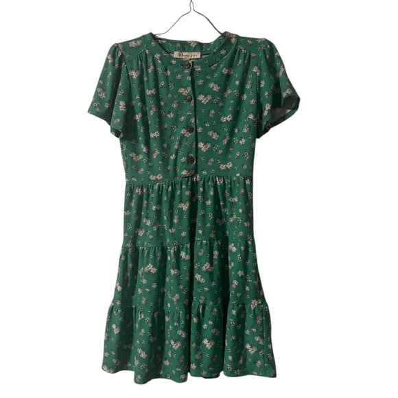 Monteau Los Angeles Green Floral Dress - Picture 1 of 5